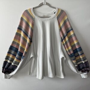 We The Free Rain Bow Dreams Knit Top/Sweater Multicolor Baloon Sleeves - Size M